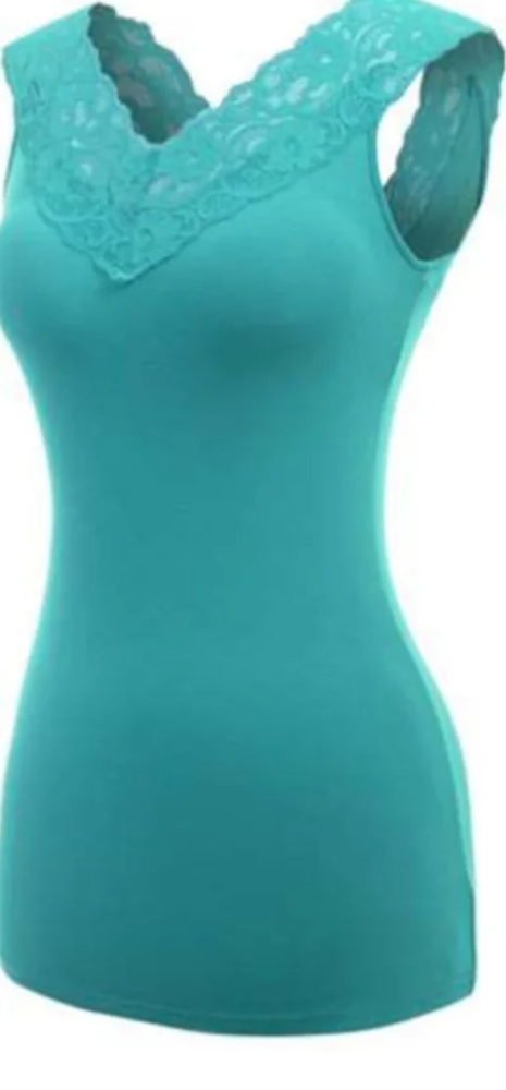 Sexy deep vneck low-cut lace sleeveless shirt top - Picture 2 of 3